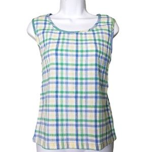 Vintage Cabin Creek 100% Cotton Sleeveless Plaid Blouse